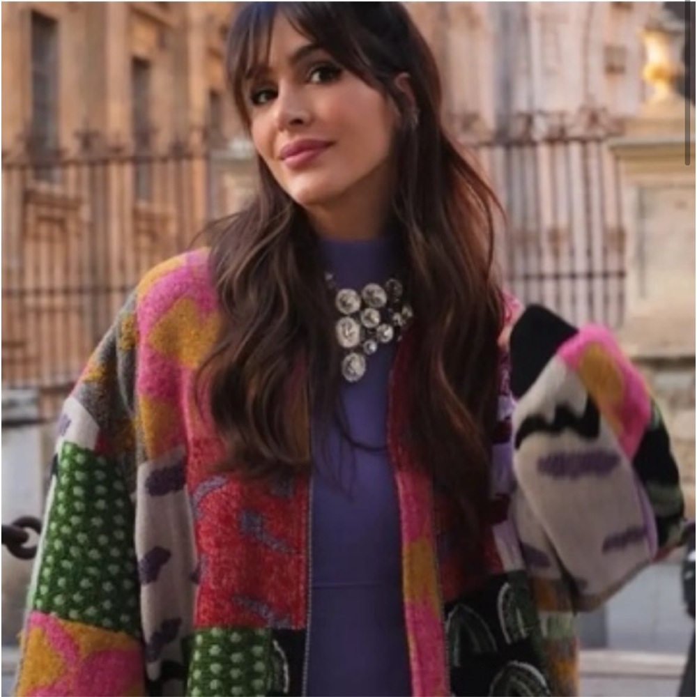 #26 LAST 1! Multicolor patch zip up lightweight bomber coat - Picture 4 of 12